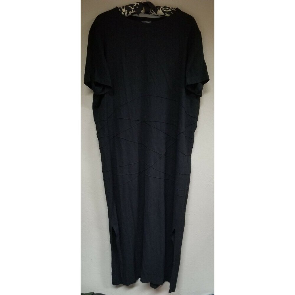 Barbara Balluffi Womens Straight Dress Small Black Side Slits Emboss Stitch